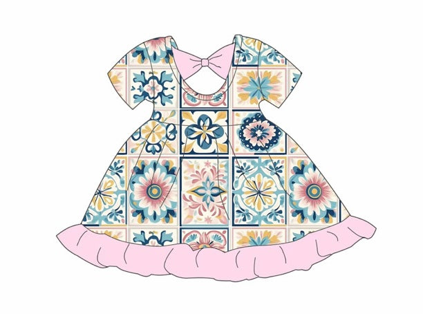 •Pre-Order• Mediterranean Bow Back Ruffle Dress