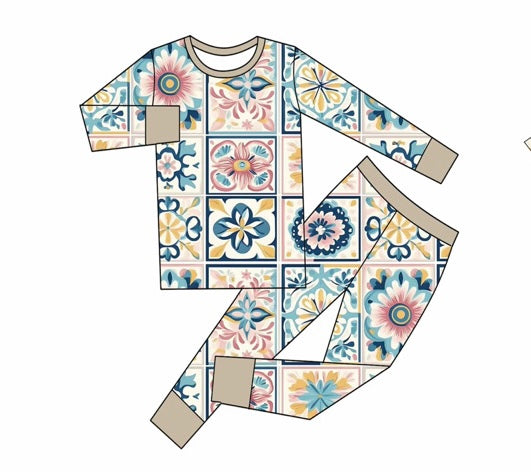 •Pre-Order• Mediterranean Long Sleeve Pajama Set